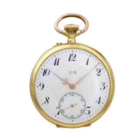 Fickur LUC, 18K guld, Ø50 mm, manuell - fungerar ej, gravyr inre boett, 1927,  monogram utsida, boettnummer 86859, intryckningar, 86,1g Vikt: 86,1 g