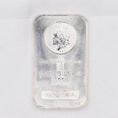Silvertacka, One Troy Ounce, ca 3x5cm, made in USA, silver 999/1000 Vikt: 31 g