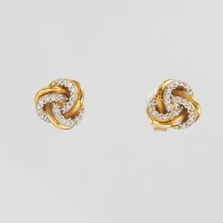 Örhängen, knutar, 7,5x7mm, diamanter 48 x ca.0,0025ct, GHA, 18K Vikt: 2 g