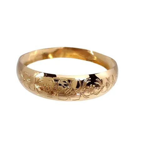 Ring, 18K guld, blomdekor, Victor Janson Guldvaru Ab (VJ), Ø18,0 mm, bredd 2,5 - 5 mm Vikt: 1 g