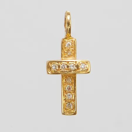 Hänge, kors, Efva Attling, 18,8x8mm, diamanter 10 x ca.0,005ct, 18K Vikt: 1 g