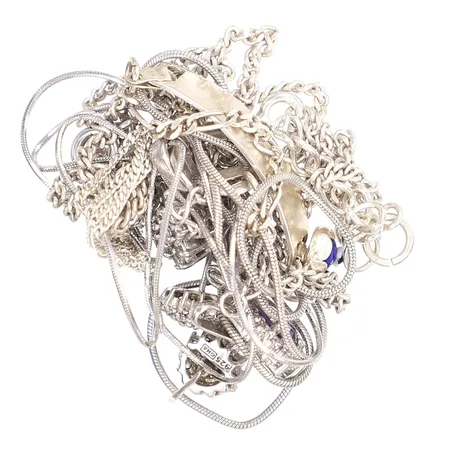 Parti silversmycken, delvis defekt, delvis med sten, silver 925/1000 Vikt: 19,8 g