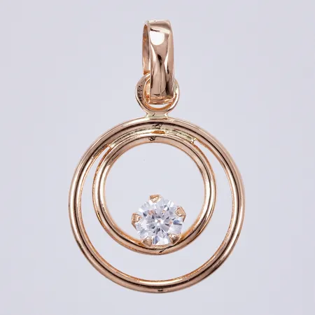 Hänge med vit sten, längd: ca 1,7cm, bredd: ca 11mm, 18K Vikt: 0,3 g