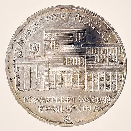 Mynt, I kvarteret Värjan Eskilstuna, Ø32mm, silver 830/1000 Vikt: 18,1 g