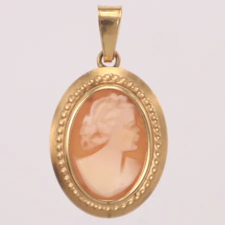 Hänge med camé, längd 26mm, 18K Vikt: 1,2 g