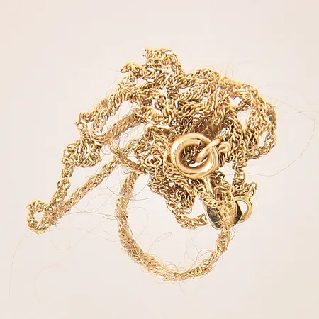 Collier Singapore, längd 45cm, bredd 0,9mm, GHA, hårrester, 18K  Vikt: 1,6 g