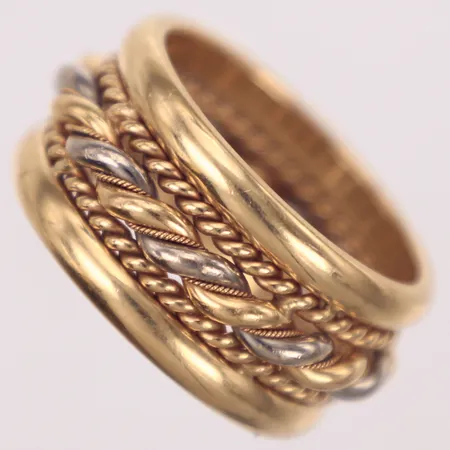 Ring, Ø 25mm, bredd 15mm, tvåfärgad, 18K Vikt: 35,1 g