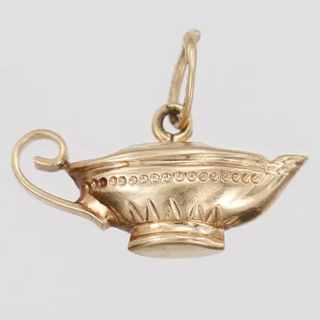 Hänge, Aladdin lampa, höjd inkl ögla 10mm, bredd 16mm, 18K Guld Vikt: 0,5 g