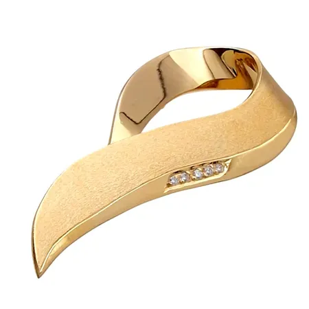 Brosch, 18K guld, Diamanter 5 x 0,005ct, delvis matterad modell, storlek 20x44 mm, Guldsmed Björn Nilsson AB (GBON), Kristianstad, fint skick Vikt: 7,2 g