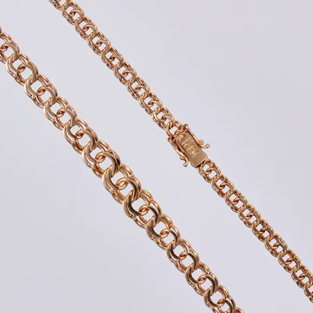 Collier, doserad Bismarck, längd: ca 41,5cm, bredd: ca 5-8mm, EWA, Andrens Guldvaror, Köping, år 1965, 18K  Vikt: 21 g