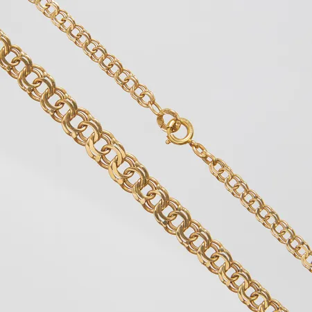 Collier, doserad Bismarck, längd: 44cm, bredd: 3,5-6mm, svenska stämplar, 18K Vikt: 12,5 g