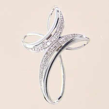 Hänge, kors, med diamanter 8 x ca 0,005ct, 25x18mm, vitguld, 9K Vikt: 1,1 g