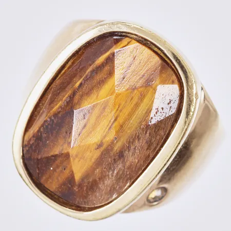 Ring med sten, stl: ca 18¾, bredd: ca 5-24mm, Dyrberg/Kern, förgylld metall 