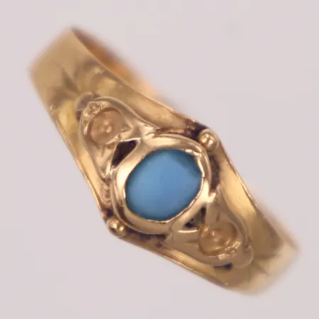 Ring, stl 16¼, turkos sten, skev, 18K Vikt: 1,3 g