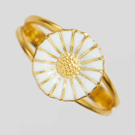 Ring Daisy, Anton Michelsen för Georg Jensen, stl 18½, förgyllt silver, vit emalj, originaletui, 925/1000 silver Vikt: 2,8 g