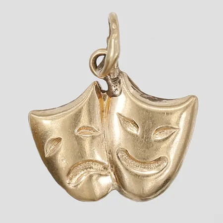 Hänge, Teatermask, höjd inkl ögla 15mm, bredd 7,5-12mm, 18K Guld Vikt: 0,6 g