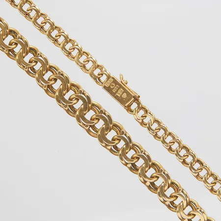 Collier, doserad Bismarck, längd: 43,4mm, bredd: 5,5-9,5mm, svenska stämplar, 18K Vikt: 38,2 g