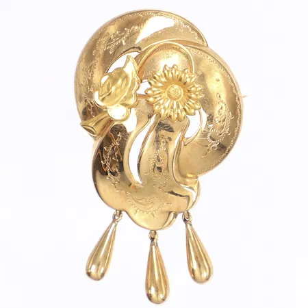 Brosch, 49x27mm, svenska stämplar, 18K Vikt: 4,9 g