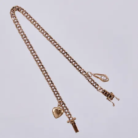 Armband Bismarck med två berlocker, längd: ca 19,5cm, bredd: ca 4mm, 18K  Vikt: 7,5 g