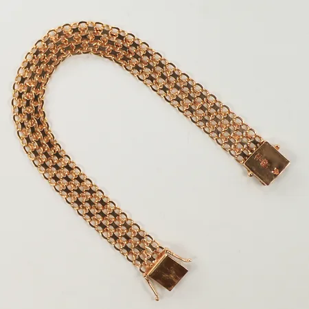 Armband X-länk, längd 19,5cm, bredd 11mm, defekt lås, ena låsåttan sluter ej,  18K Vikt: 18,1 g