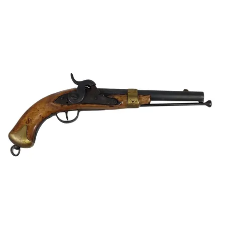 Slaglåspistol, svensk, m/1845 för flottan, längd 41 cm, kolv med flottans kassationsstämpel, omändrad, mekanismer i behov av översyn (låser i halvspänn), bruksskick, vikt 1235 gram