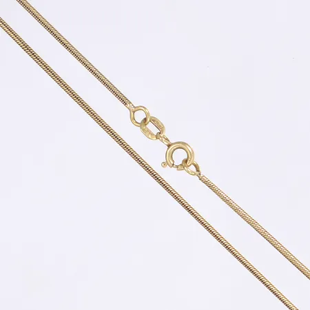 Halskedja ormlänk, 43cm, bredd 1mm, lätt bucklig, 18K Vikt: 5,9 g