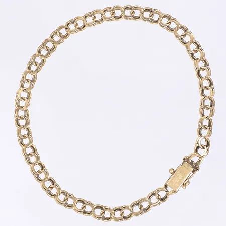 Armband Bismarck, 20,5cm, bredd 5mm, svenska stämplar, påtagligt slitage, saknar en låsåtta, 18K Vikt: 8,3 g