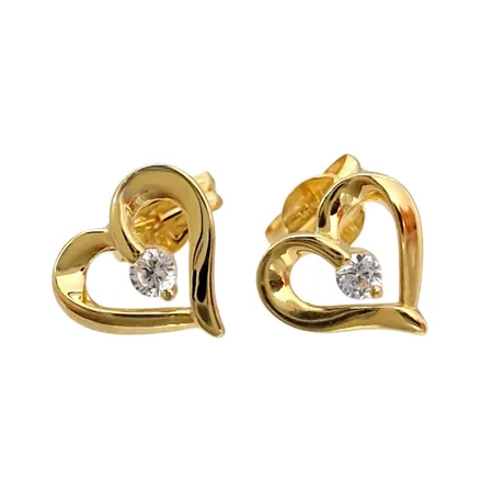 Örhängen Hjärtan, 18K guld, Cubic Zirconia, Guldfynd (GHA) 20065645, längd 7,5 mm, bredd 8 mm, originalploppar, fint skick, stenar utan anmärkning, ordinarie nypris hos Guldfynd 3198 kr Vikt: 0,8 g