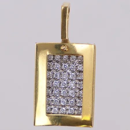 Hänge, längd 25mm, bredd 12,5mm, tväfärgad, stenar, 18K  Vikt: 4,5 g