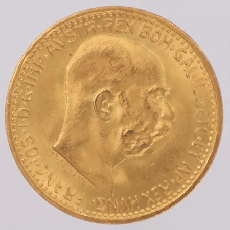 Mynt, 10 Cor, X Coronae MDCCCCXII, år 1912, 19,1mm, 21,6K  Vikt: 3,3 g
