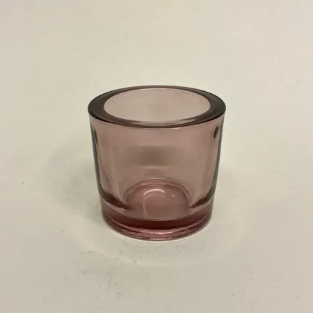 Ljuslykta, höjd 60mm, Ø65mm, omärkt, rosa glas