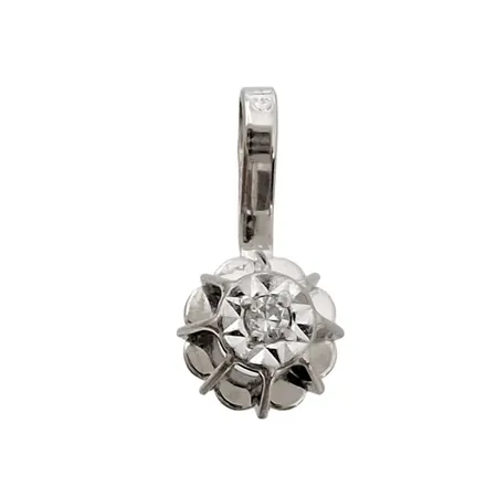 Hänge, 18K vitguld, Diamant 0,005ct, Guldfynd (GFAB), svensk kontrollstämpel, längd inkl. ögla 11 mm, bredd 5,5 mm, fint skick Vikt: 0,4 g