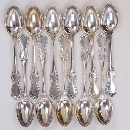 11 kaffeskedar, längd 11,5cm, modell Olga, 830/1000 silver Vikt: 139,5 g
