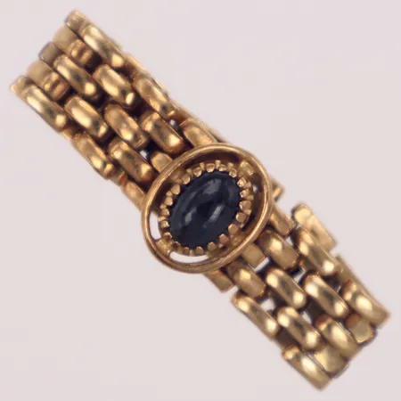 Ring med cabochonslipad blå safir, ledad, stl 19, bredd 7,3mm, 4K Vikt: 5 g