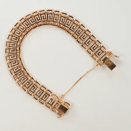 Armband, längd 18cm, bredd 11mm, säkerhetskedja, sliten, 18K Vikt: 13,3 g
