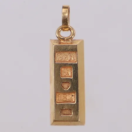 Hänge guldtacka, längd 25mm, bredd 7,5mm, 18K  Vikt: 4,9 g