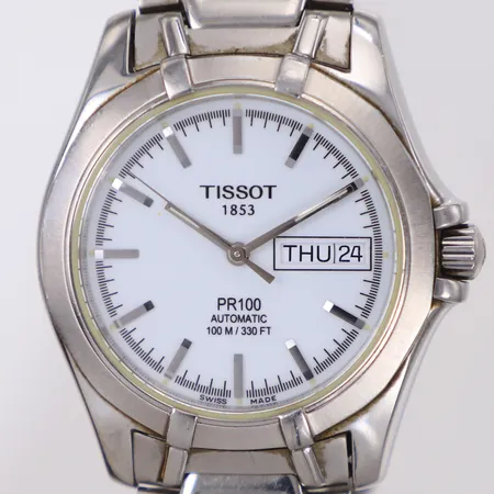 Herrur Tissot PR100, P 764, Ø38,3mm, stål, automat, safirglas, dag/datum, serie nr SKK-RA-10668, stålband