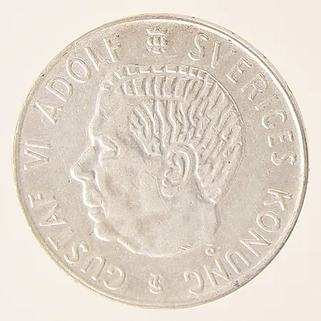 Mynt, Gustaf VI Adolf Sveriges Konung, 5 kr, Ø34mm, 1955, silver 400/1000 Vikt: 18 g