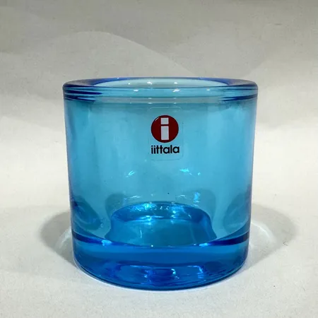 Ljuslykta Kivi, Iittala/Marimekko, design Heikki Orvola, höjd 6cm, blå, etikettmärkt Vikt: 0 g