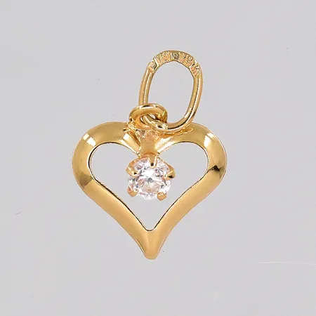 Hänge, hjärta med vit sten,  8,7x11mm inklusive ögla, 18K Vikt: 0,2 g