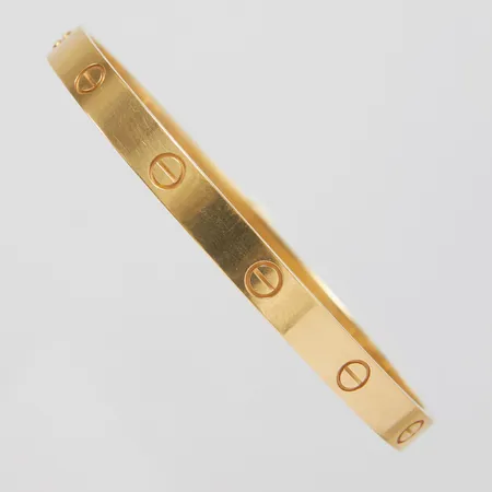 Stelt armband, Love Bracelet Cartier, stl 20, innermått: 65x56mm, bredd 6mm, serienr: RDM139, 18K, mindre repor, certifikat samt kvitto 2023, skruvmejsel, resefodral, Cartier rengöringskit, etui, ytterkartong, påse.  Vikt: 37,3 g