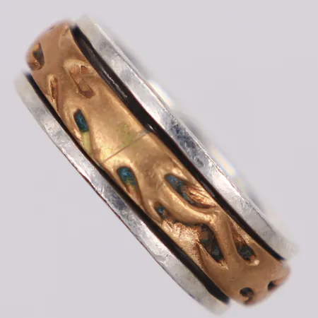 Ring, stl 24, tvåfärgad, bredd 9mm, silver  Vikt: 13 g