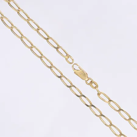 Halskedja, variation av pansarlänk, 55cm, bredd 3,5mm, italienska stämplar, 18K Vikt: 13,1 g