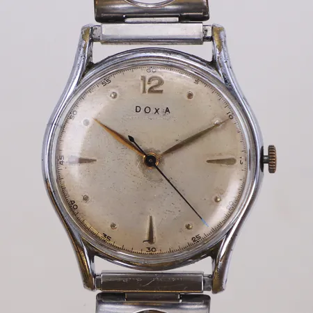 Herrur Doxa, Ø37mm, manuell, sekundvisare, #5061809, plexiglas, stål, missfärgad urtavla, stålband