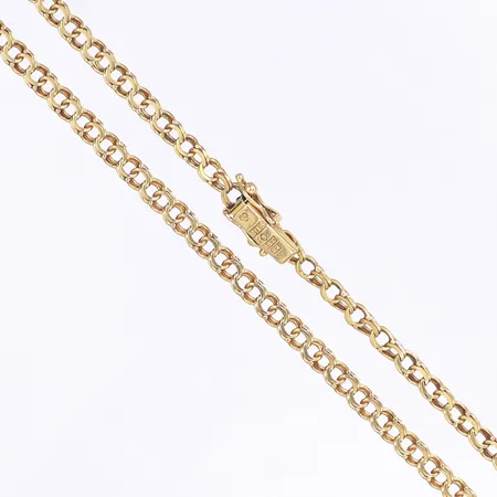Halskedja Bismarck, 46cm, bredd 3,5-4mm, svenska stämplar, slitage, tvistat, 18K Vikt: 12,4 g