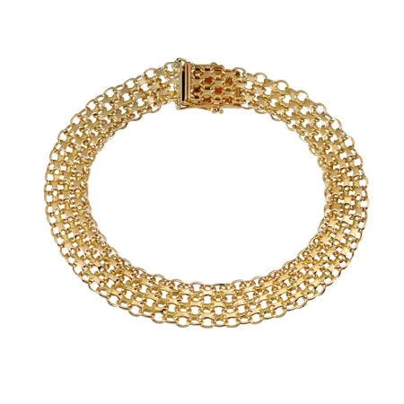 Armband X-länk, 18K guld, Bengt Hallberg Guldsmeds AB (CFG), Köping, svensk kontrollstämpel, längd knäppt 19,0 cm, bredd 9 mm Vikt: 14 g