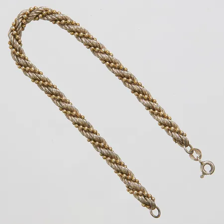 Armband, Cordell/kullänk, längd ca 17,5cm, bredd 5mm, förgyllt, Italien, bruksslitage, 925/1000 silver Vikt: 9,6 g