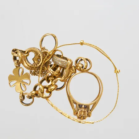 Diverse guld, skadat, stenar, 21K Vikt: 23,7 g