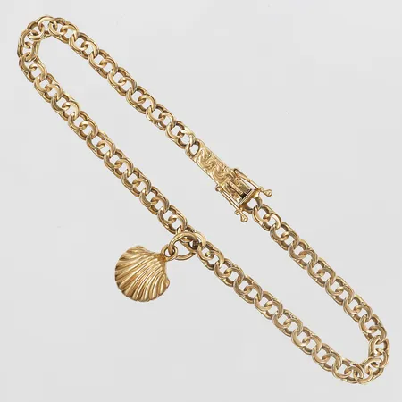 Armband Bismarck med 1 berlock, Guldvaruaktiebolaget G. Dahlgren & Co Ab 1948, längd ca 18cm, bredd ca 4mm, 18K Vikt: 5 g
