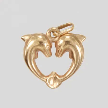 Hänge, delfiner, längd inklusive ögla 18mm, bredd 15,5mm, 18K,  Vikt: 0,9 g